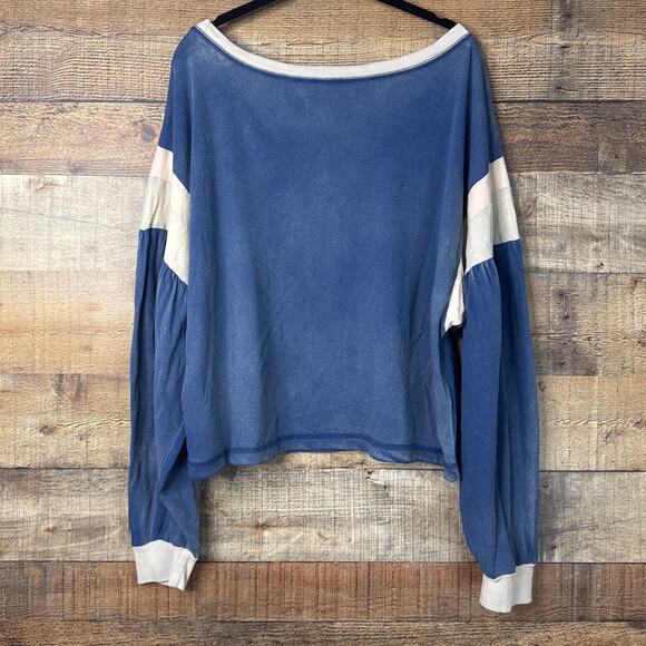 Current/Elliott The Two Step Colorblocked Top Washed Blue SZ 4 XL NWT - Picture 8 of 11